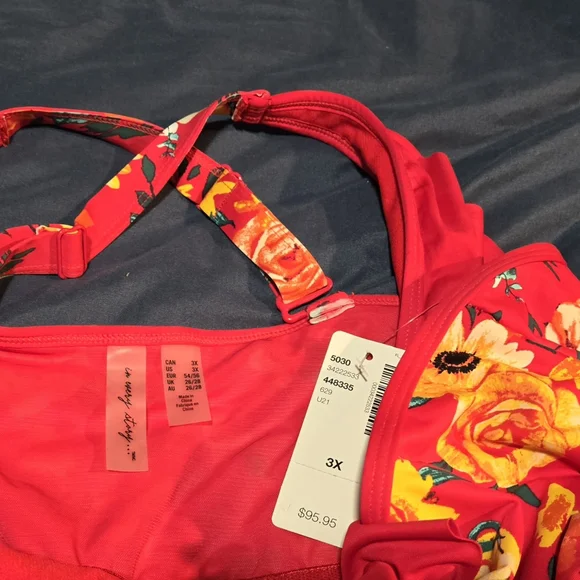 Penningtons - 1-Piece Wireless Floral Swimsuit - 3X - NWT - Picture 4 of 8